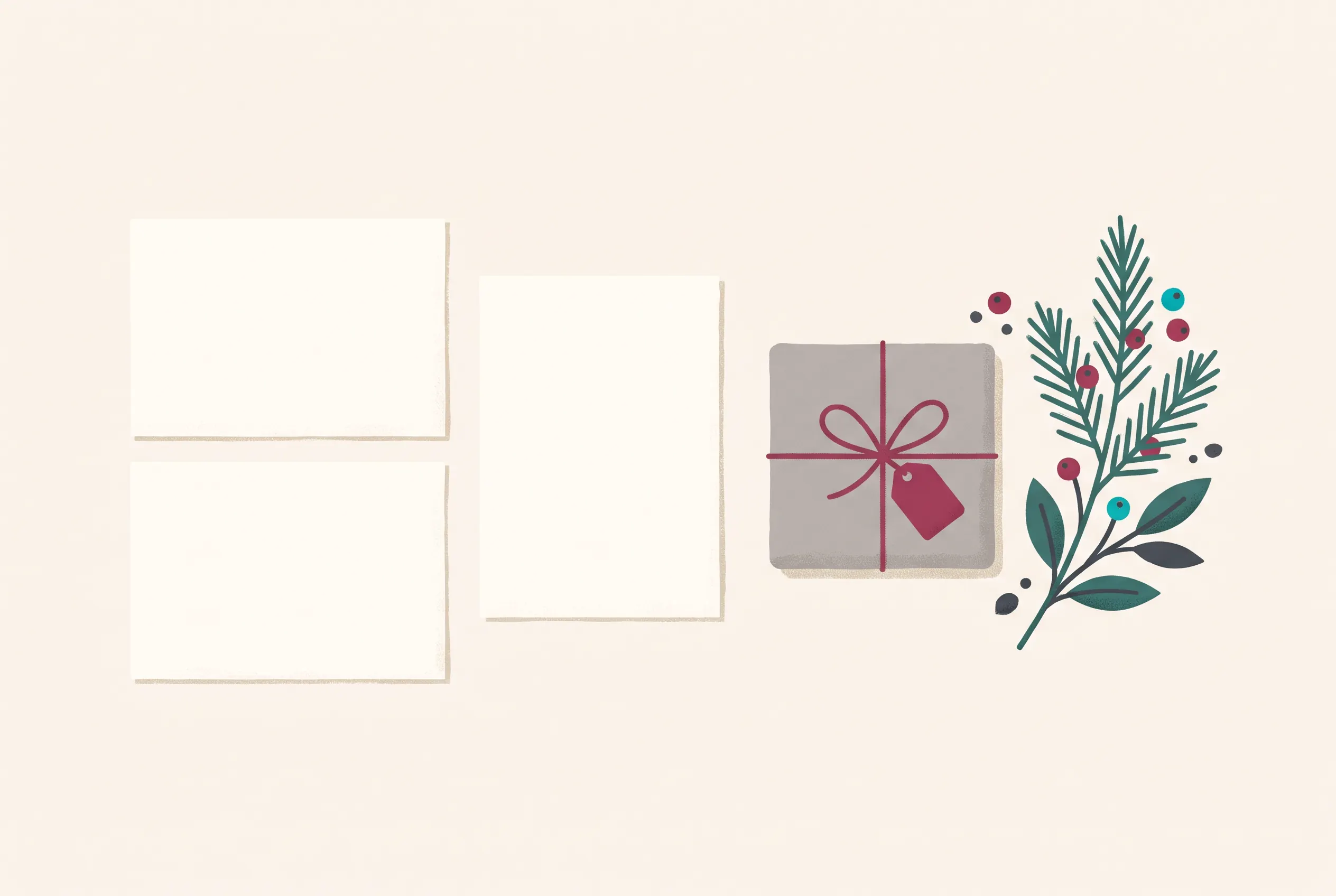 A December message checklist with shipping verification, gift guide, and thank-you notes